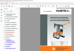 Hubtex Forklift MD 50 Betriebsanleitung_und_Ersatzteillisten Manual 63293