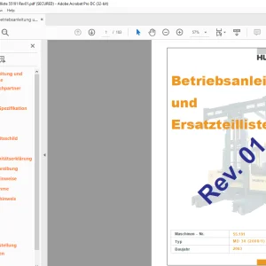 Hubtex Forklift MD30 (2000/1) Betriebsanleitung und Ersatzteilliste Manual 55191
