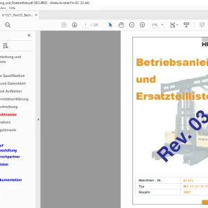 Hubtex Forklift MD30 Betriebsanleitung und Ersatzteilliste Manual 61021