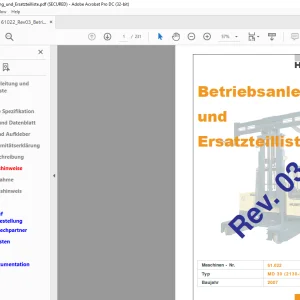 Hubtex Forklift MD30 Betriebsanleitung und Ersatzteilliste Manual 61022