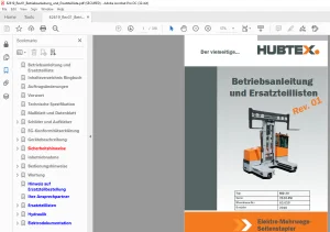 Hubtex MD30 Forklift Operator & Parts List Manual 62619 (German)