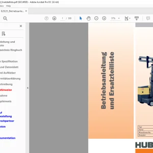 Hubtex Forklift MD30 Betriebsanleitung_und_Ersatzteillisten Manual 62620