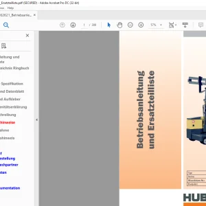 Hubtex Forklift MD30 Betriebsanleitung_und_Ersatzteillisten Manual 62621