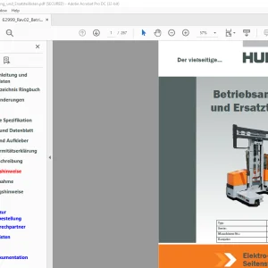 Hubtex Forklift MD30 Betriebsanleitung_und_Ersatzteillisten Manual 62999