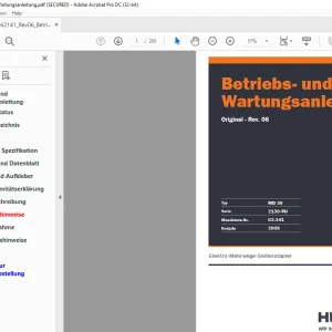 Hubtex Forklift MD30D Betriebs- und Wartungsanleitung Manual 62141
