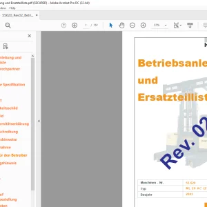 Hubtex Forklift ML20ACEV2 Betriebsanleitung und Ersatzteilliste Manual