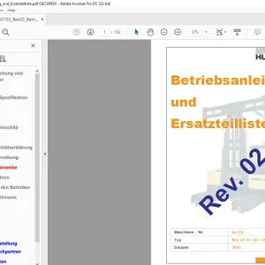 Hubtex Forklift MQ 40 EL/AC Betriebsanleitung und Ersatzteilliste Manual 60155