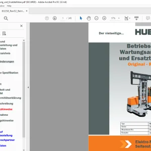 Hubtex Forklift MQ 50 Betriebs und Wartungsanleitung und Ersatzteillisten Manual 60258
