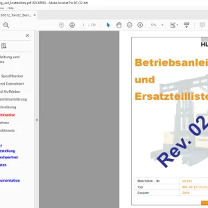 Hubtex Forklift MQ40 Betriebsanleitung und Ersatzteilliste Manual 60812