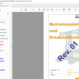 Hubtex Forklift MQ40 Betriebsanleitung und Ersatzteilliste Manual 61393