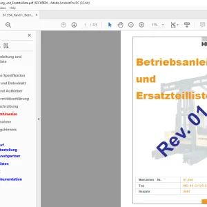 Hubtex Forklift MQ40 Betriebsanleitung und Ersatzteilliste Manual 61394