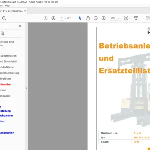 Hubtex Forklift MQ40 Betriebsanleitung und Ersatzteilliste Manual 61415