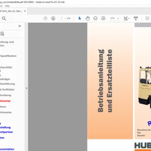 Hubtex Forklift MQ40 Betriebsanleitung und Ersatzteilliste Manual 61643
