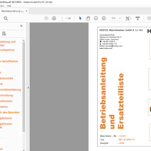 Hubtex Forklift MU35 Betriebsanleitung und Ersatzteilliste Manual 55607
