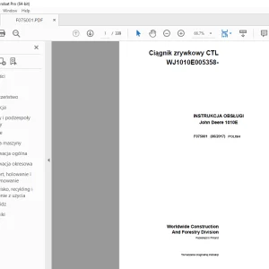 John Deere 1010E Ciągnik zrywkowy INSTRUKCJA OBSŁUGI F075001 PDF