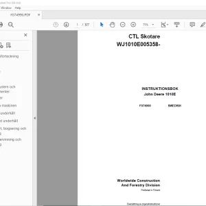 John Deere 1010E Skotare INSTRUKTIONSBOK F074990 - PDF DOWNLOAD