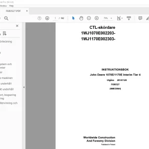 John Deere 1070E/1170E Interim Tier 4 Skördare INSTRUKTIONSBOK PDF