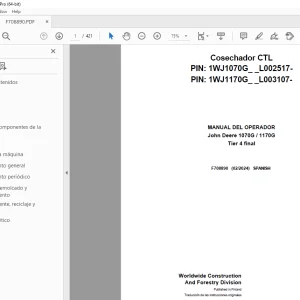 John Deere 1070G / 1170G Tier 4 final Cosechador MANUAL DEL OPERADOR PDF