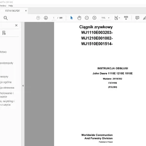 John Deere 1110E 1210E 1510E Ciągnik zrywkowy INSTRUKCJA OBSŁUGI PDF