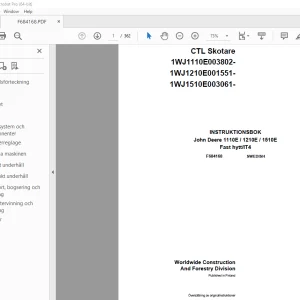 John Deere 1110E / 1210E / 1510E Fast hytt/IT4 INSTRUKTIONSBOK PDF