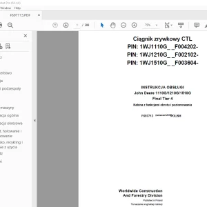 John Deere 1110G/1210G/1510G Final Tier 4 Ciągnik INSTRUKCJA OBSŁUGI PDF