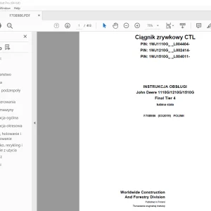 John Deere 1110G/1210G/1510G Final Tier 4 INSTRUKCJA OBSŁUGI PDF