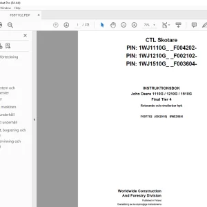 John Deere 1110G / 1210G / 1510G Final Tier 4 INSTRUKTIONSBOK PDF