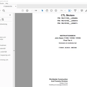 John Deere 1110G / 1210G / 1510G Final Tier 4 INSTRUKTIONSBOK PDF