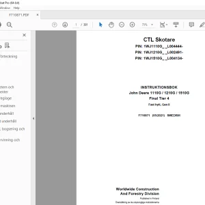 John Deere 1110G / 1210G / 1510G Final Tier 4 INSTRUKTIONSBOK PDF
