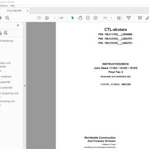 John Deere 1110G / 1210G / 1510G Final Tier 4 skotare INSTRUKTIONSBOK PDF
