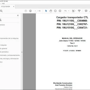 John Deere 1110G / 1210G / 1510G Tier 2 final MANUAL DEL OPERADOR PDF