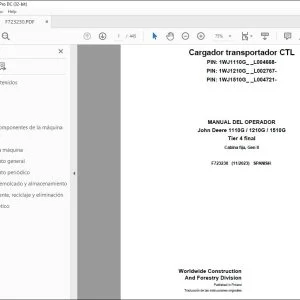 John Deere 1110G / 1210G / 1510G Tier 4 final MANUAL DEL OPERADOR PDF