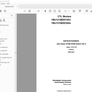 John Deere 1210E/1510E Interim Tier 4 Skotare INSTRUKTIONSBOK pdf