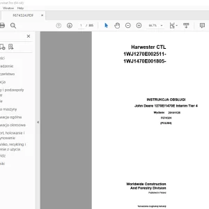 John Deere 1270E/1470E Interim Tier 4 Harwester INSTRUKCJA OBSŁUGI PDF