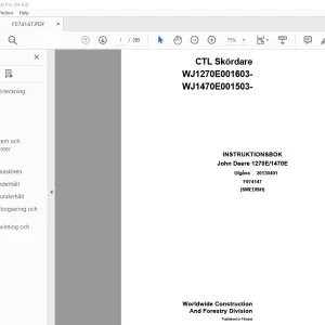John Deere 1270E/1470E Skördare INSTRUKTIONSBOK F074147 - PDF DOWNLOAD