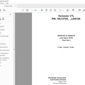 John Deere 1270G Final Tier 4 Harwester INSTRUKCJA OBSŁUGI PDF
