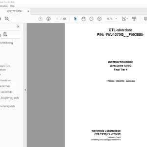 John Deere 1270G Final Tier 4 INSTRUKTIONSBOK F700265 - PDF DOWNLOAD