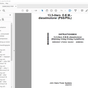 John Deere 13,5-liters dieselmotorer (PSS/PSL) INSTRUKTIONSBOK PDF