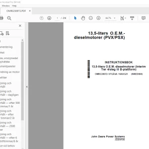 John Deere 13,5-liters dieselmotorer (PVX/PSX) INSTRUKTIONSBOK PDF