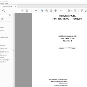 John Deere 1470G Final Tier 4 Harwester INSTRUKCJA OBSŁUGI PDF