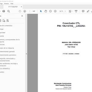 John Deere 1470G Tier 4 final Cosechador MANUAL DEL OPERADOR PDF