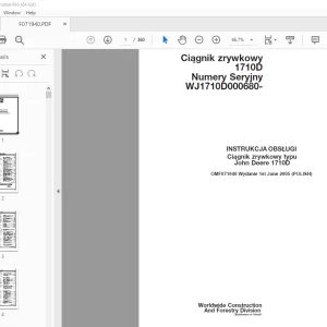 Podręcznik Operatora John Deere 1710D Ciągnik zrywkowy PDF