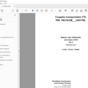 John Deere 1910E Tier 2 Cargador transportador MANUAL DEL OPERADOR PDF