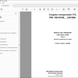 John Deere 1910E Tier 2 Cargador transportador MANUAL DEL OPERADOR PDF
