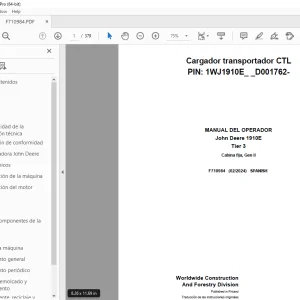 John Deere 1910E Tier 3 Cargador MANUAL DEL OPERADOR PDF