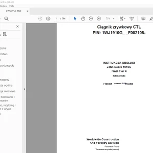 John Deere 1910G Final Tier 4 Ciągnik zrywkowy INSTRUKCJA OBSŁUGI PDF