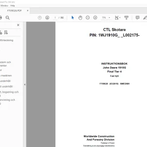 John Deere 1910G Final Tier 4 Skördare INSTRUKTIONSBOK F709026 PDF