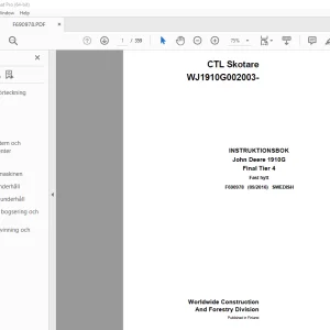 John Deere 1910G Final Tier 4 Skotare INSTRUKTIONSBOK F690978 PDF