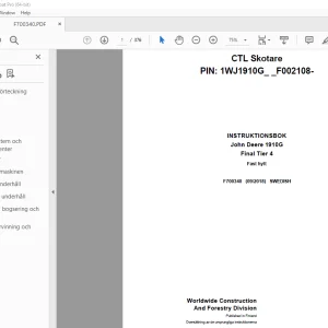 John Deere 1910G Final Tier 4 Skotare INSTRUKTIONSBOK F700340 - PDF DOWNLOAD