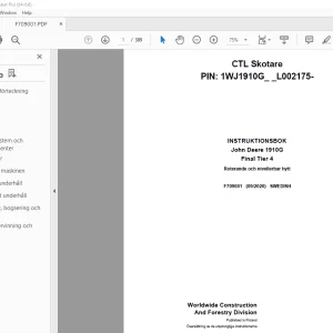 John Deere 1910G Final Tier 4 Skotare INSTRUKTIONSBOK F709001 PDF